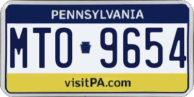 PA license plate MTO9654