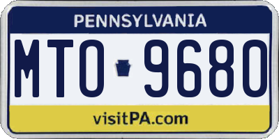 PA license plate MTO9680