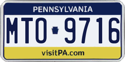 PA license plate MTO9716