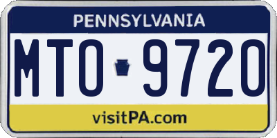 PA license plate MTO9720