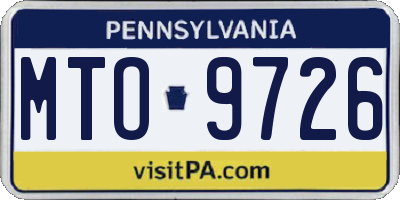 PA license plate MTO9726