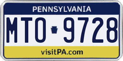 PA license plate MTO9728