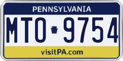 PA license plate MTO9754