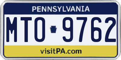PA license plate MTO9762