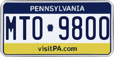 PA license plate MTO9800