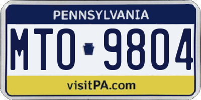 PA license plate MTO9804