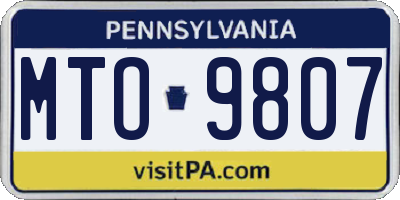PA license plate MTO9807