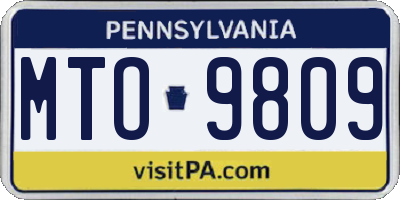 PA license plate MTO9809