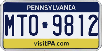 PA license plate MTO9812