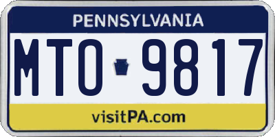 PA license plate MTO9817