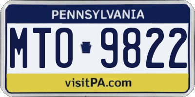PA license plate MTO9822