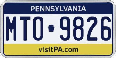 PA license plate MTO9826
