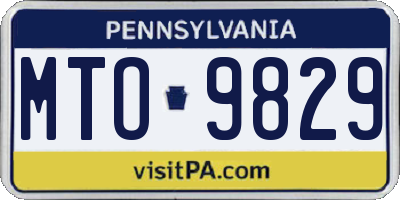 PA license plate MTO9829