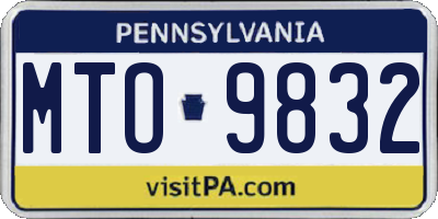 PA license plate MTO9832