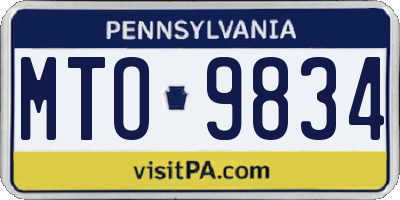 PA license plate MTO9834