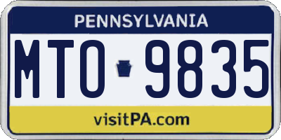 PA license plate MTO9835