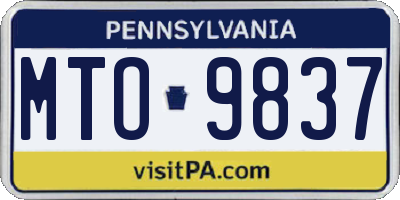 PA license plate MTO9837