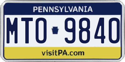 PA license plate MTO9840