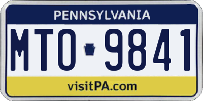 PA license plate MTO9841