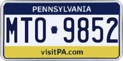 PA license plate MTO9852