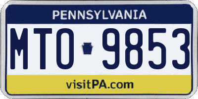 PA license plate MTO9853