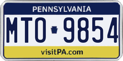 PA license plate MTO9854