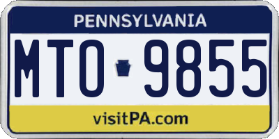 PA license plate MTO9855