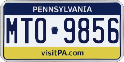 PA license plate MTO9856