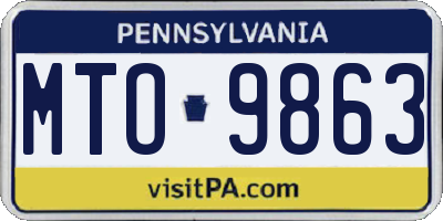 PA license plate MTO9863