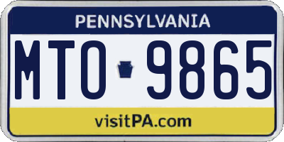 PA license plate MTO9865