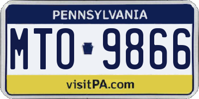 PA license plate MTO9866