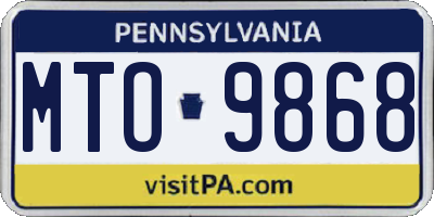 PA license plate MTO9868