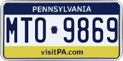 PA license plate MTO9869