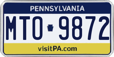 PA license plate MTO9872