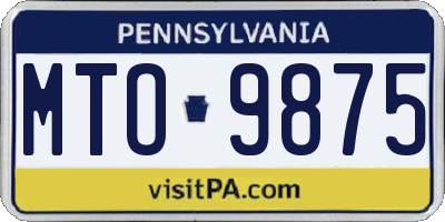 PA license plate MTO9875