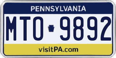 PA license plate MTO9892