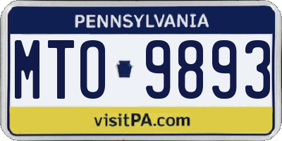 PA license plate MTO9893