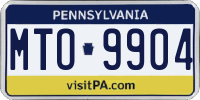 PA license plate MTO9904