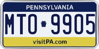 PA license plate MTO9905