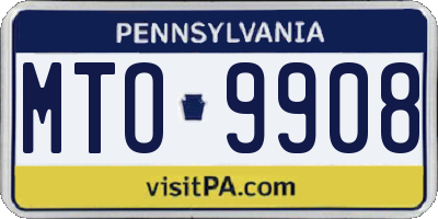 PA license plate MTO9908