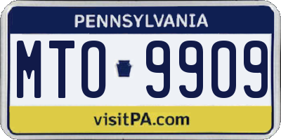 PA license plate MTO9909