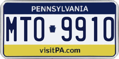 PA license plate MTO9910