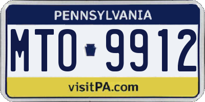 PA license plate MTO9912