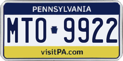 PA license plate MTO9922