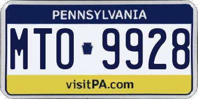 PA license plate MTO9928