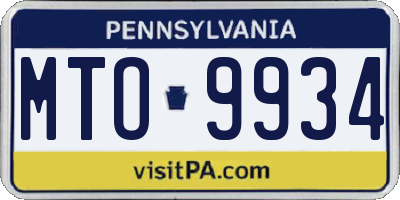 PA license plate MTO9934