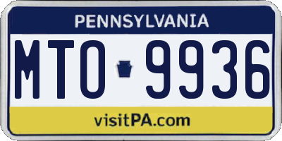 PA license plate MTO9936