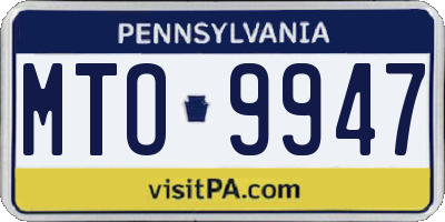 PA license plate MTO9947