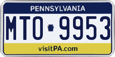PA license plate MTO9953