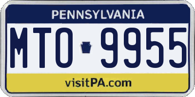 PA license plate MTO9955